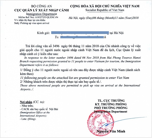 Dịch vụ công văn nhập cảnh, visa cho người nước ngoài làm việc tại Việt Nam và khách sạn cách ly